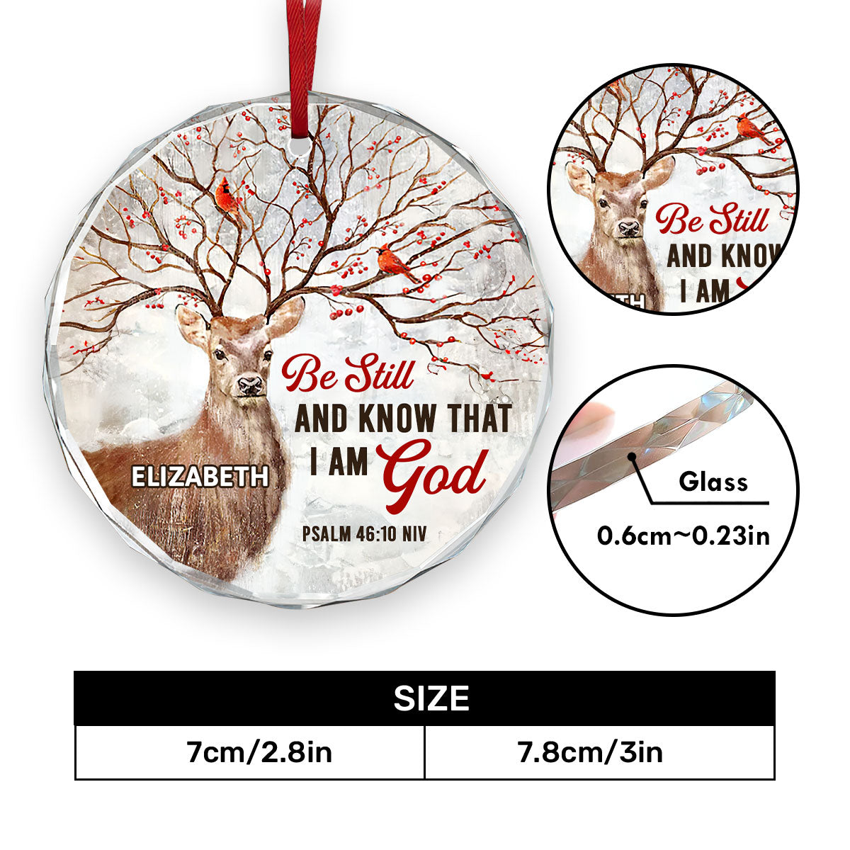 Be Still And Know That I Am God - Personalized Glass Ornament GOJS10164