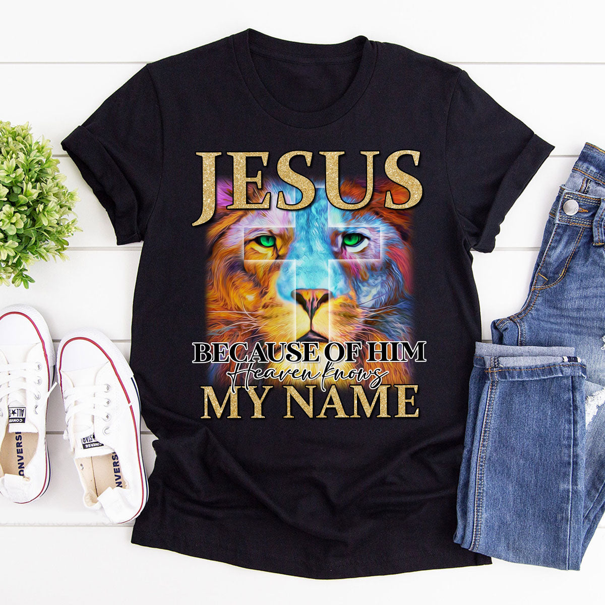 Because Of Him Heaven Knows My Name - Classic Cross T-shirt GMJSTS200160