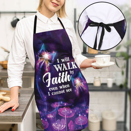 Faith Walk - Noncustomized Apron with Floral Butterfly GOTPJS10170