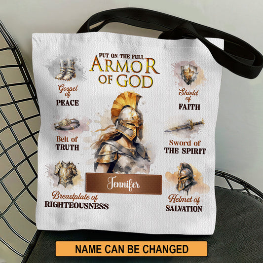 Put On The Armor Of God - Personalized Christian Tote Bag GTTJS10025
