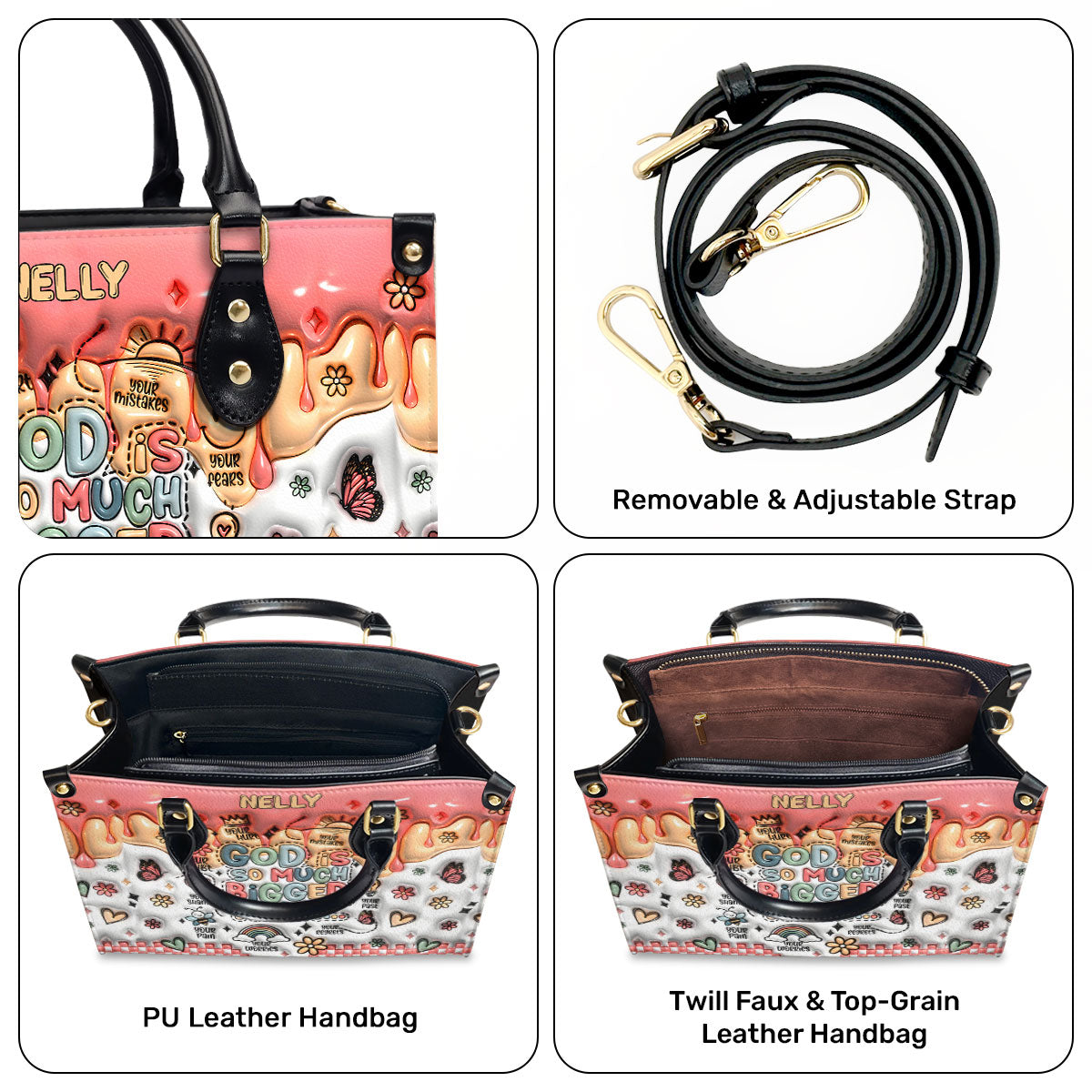 God Is Bigger Than - Personalized Leather Handbag - Gift for Women GMJSLB200026