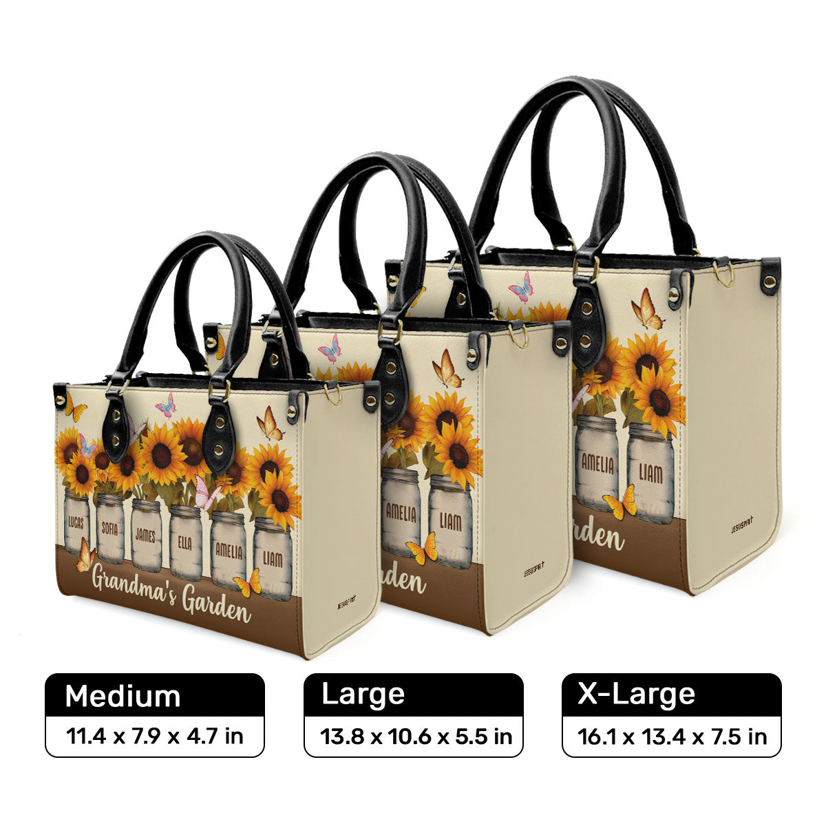 Grandma's Garden - Personalized Leather Handbag GMJSLB200031