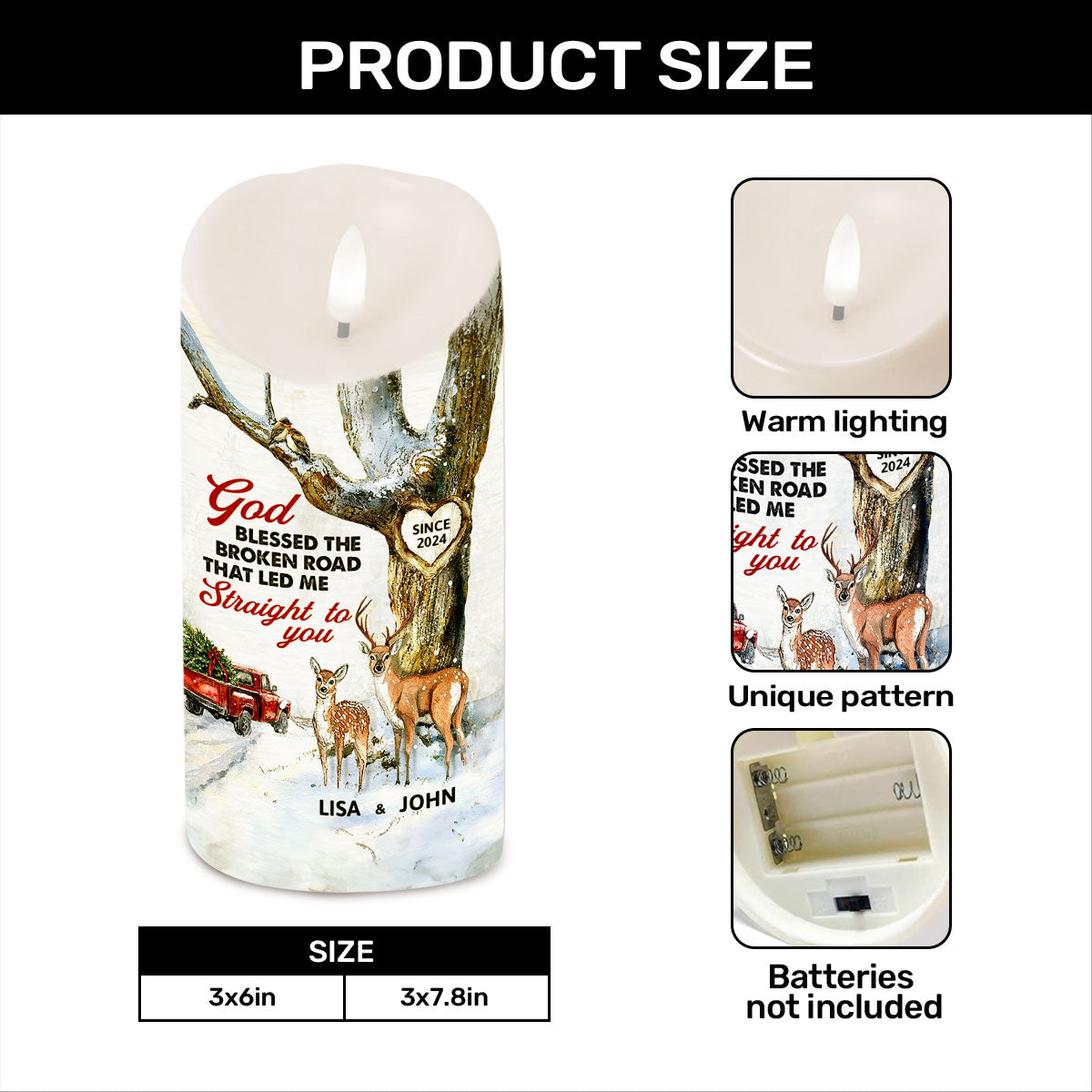 God Blessed The Broken Road - Personalized Flameless LED Candle