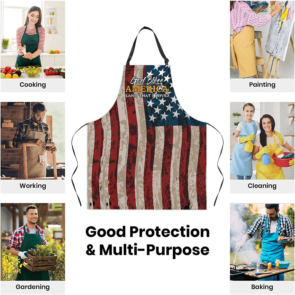 God Bless America - Inspirational Apron with Tie Back