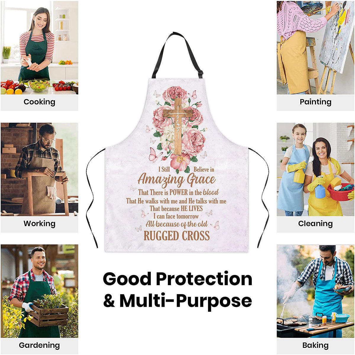 Amazing Grace - Floral Christian Apron for Kitchen