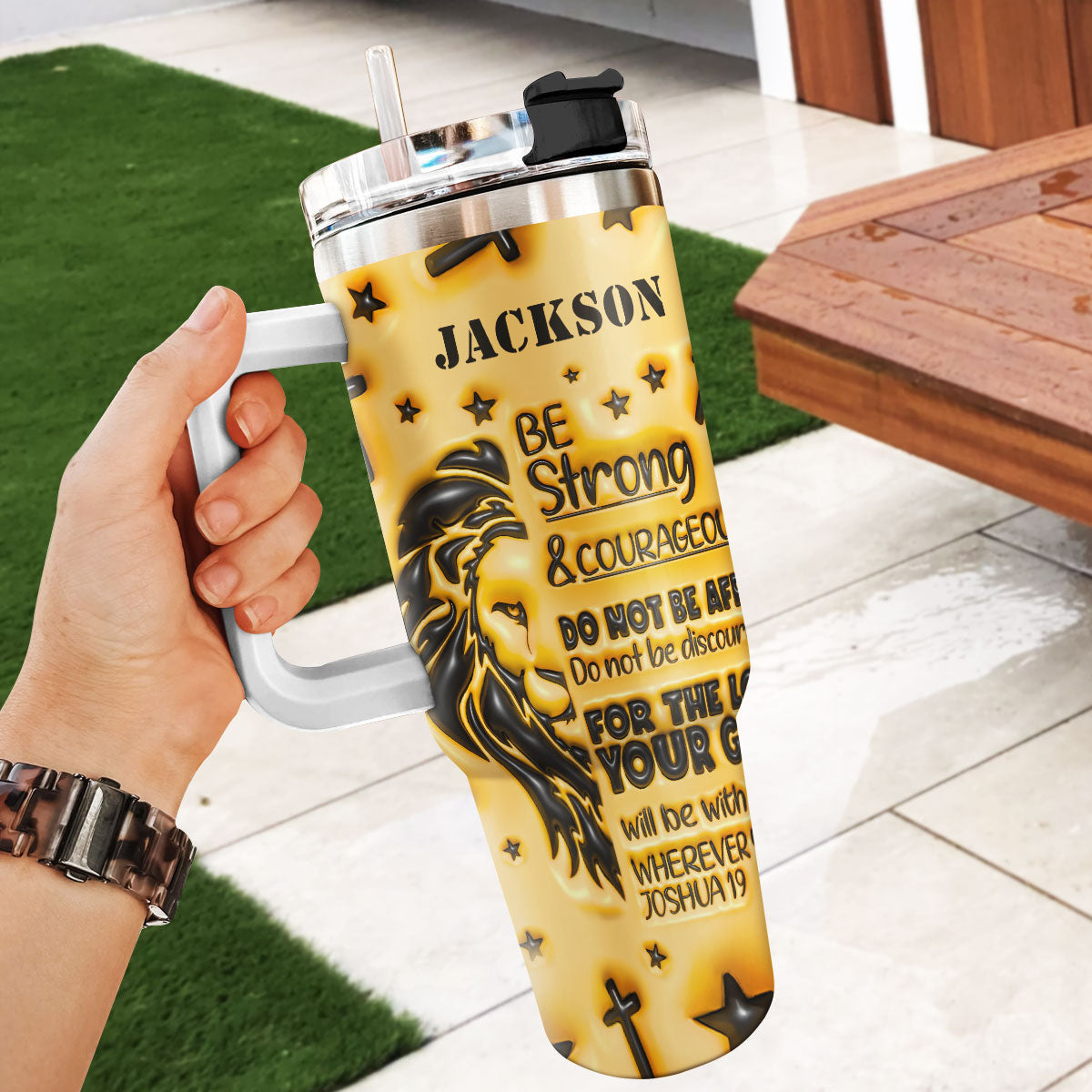 Be Strong & Courageous - Personalized Stainless Steel Tumbler