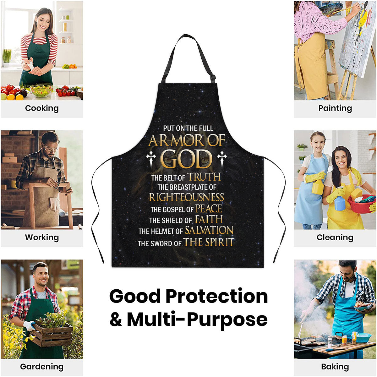 Faith Theme - Black Apron With Cross Design - Gift For Loved One