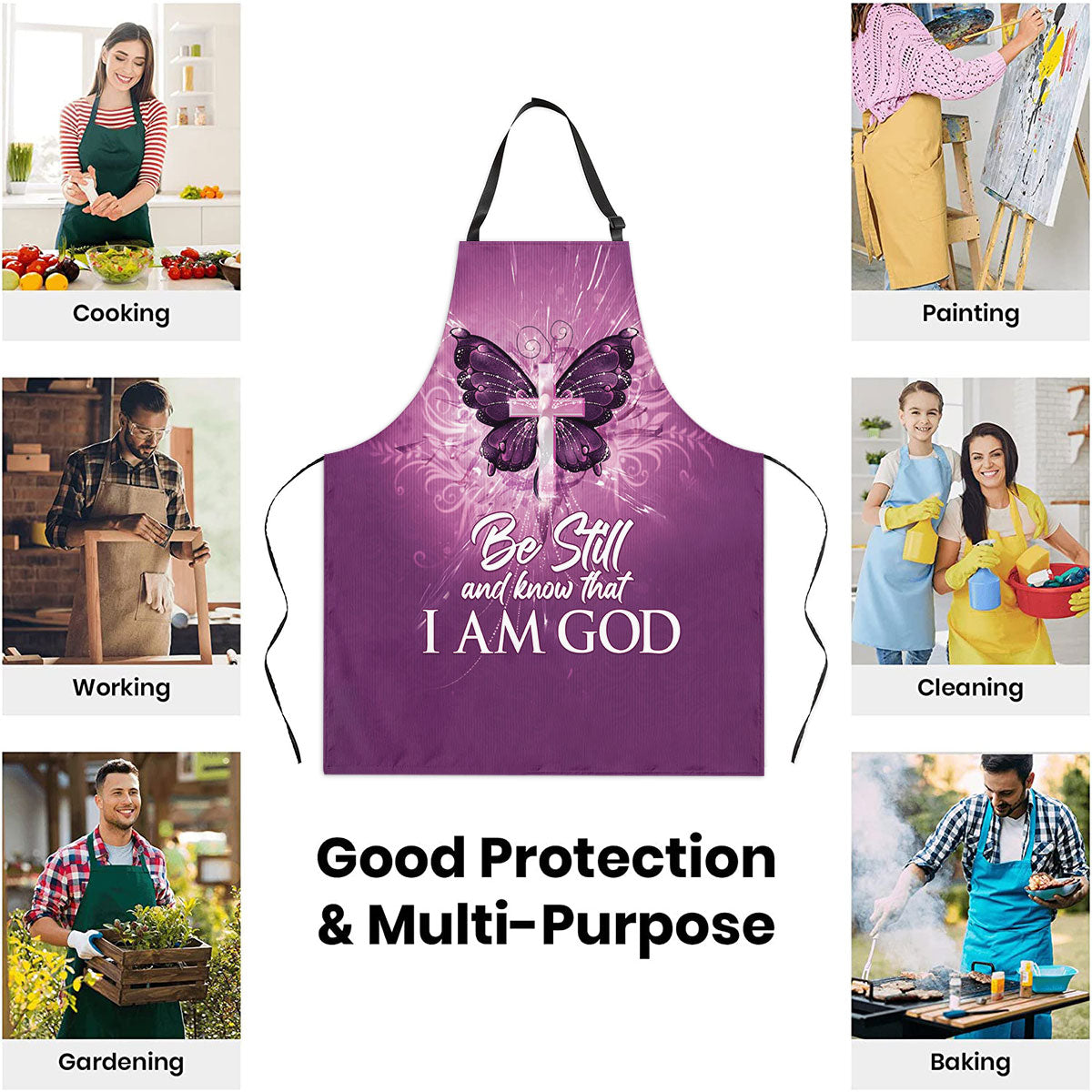 Faith Quote - Purple Apron Butterfly Cross Faith