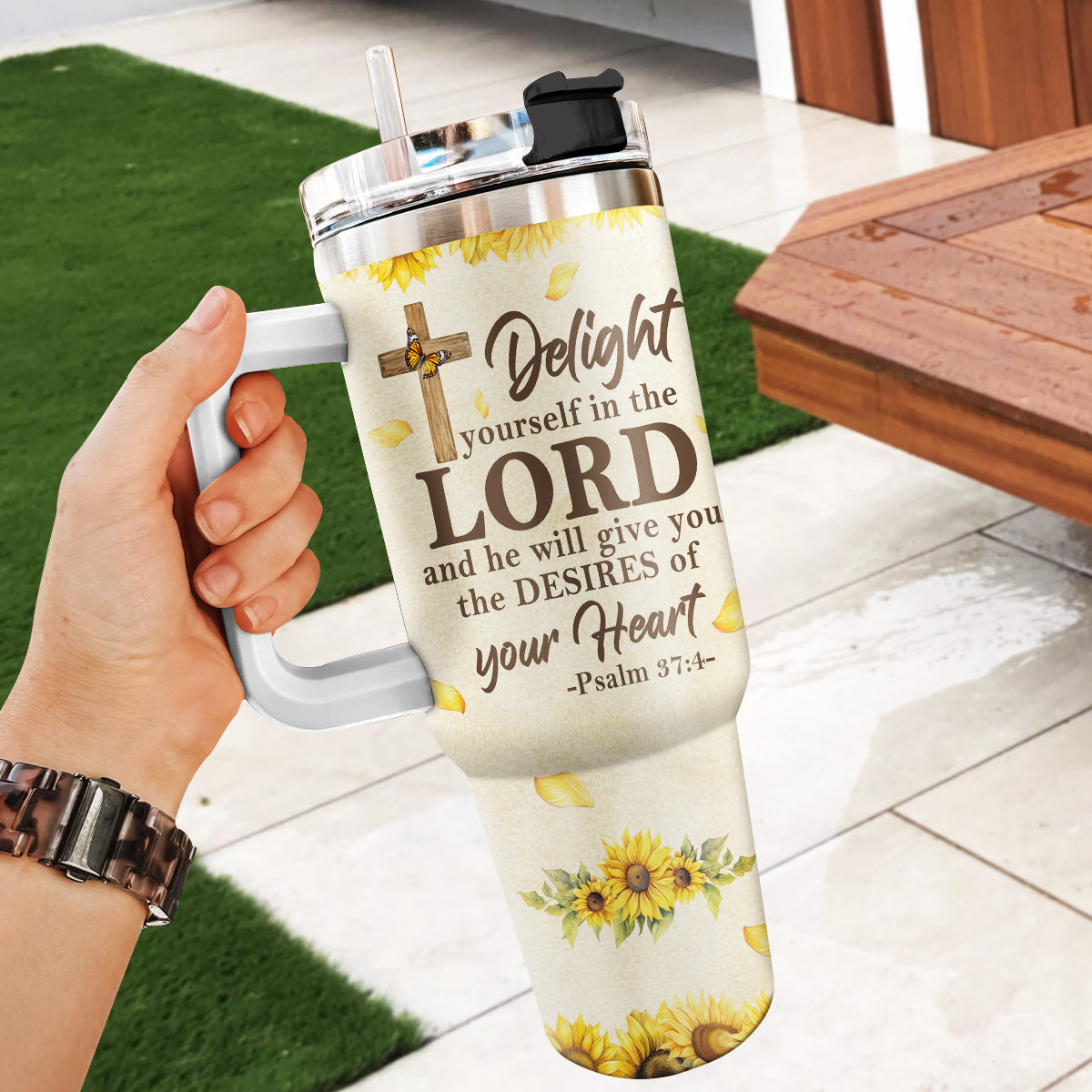 Delight Yourself In The Lord - Personalized Stainless Steel Tumbler