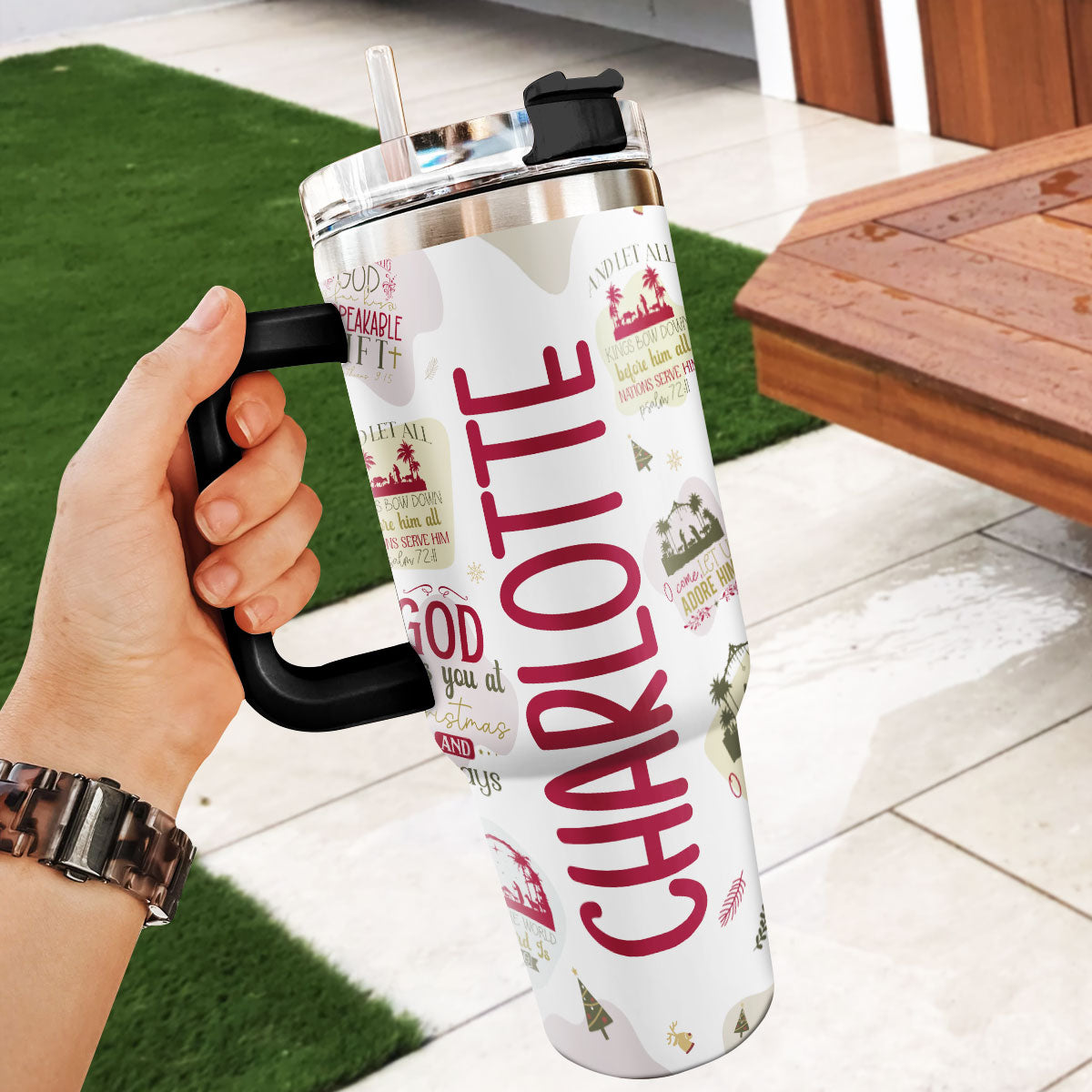 Christmas Bible Affirmations - Personalized Stainless Steel Tumbler