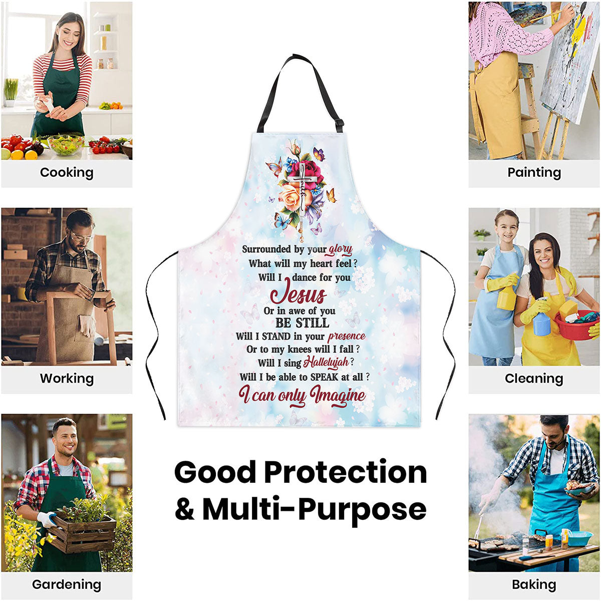 Inspirational Faith - Floral Apron with Neck Strap