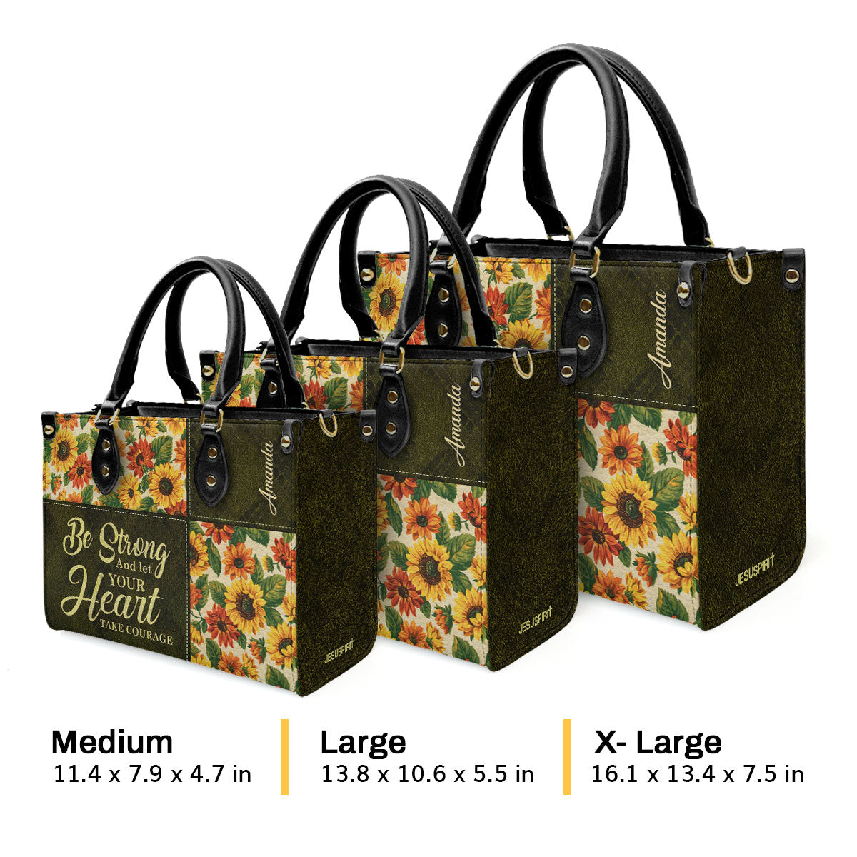 Be Strong and Let Your Heart Take Courage - Personalized Leather Handbag GMJSLB200050