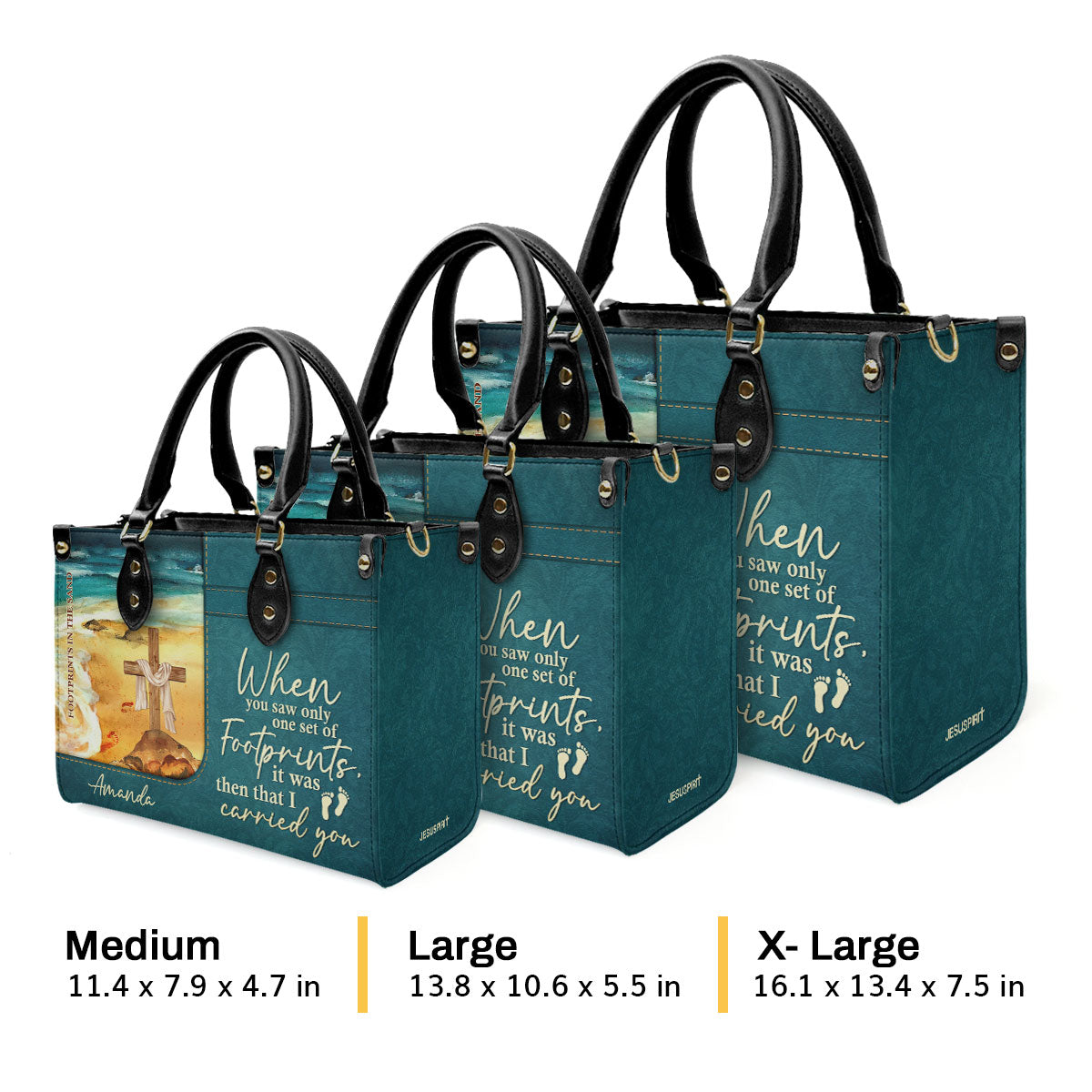 Footprints In The Sand - Personalized Leather Handbag GMJSLB200086