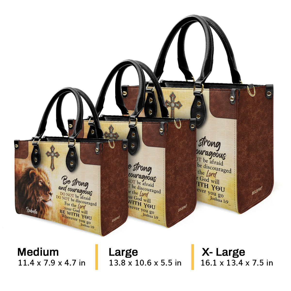 Be Strong And Courageous - Personalized Leather Handbag GMJSLB200079