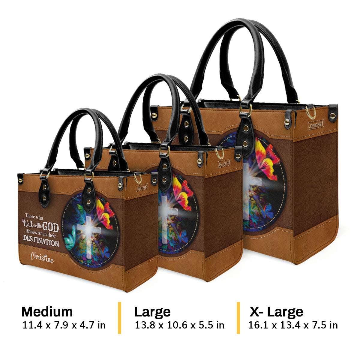 Walk With God - Personalized Leather Cross Handbag GMJSLB200092