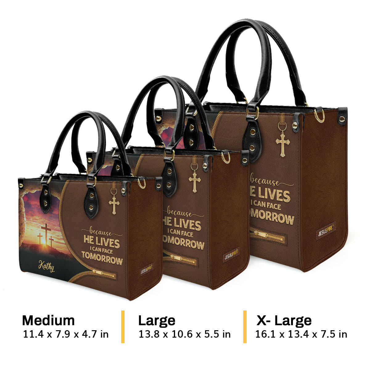 Because He Lives - Personalized Leather Handbag for Women GMJSLB200091
