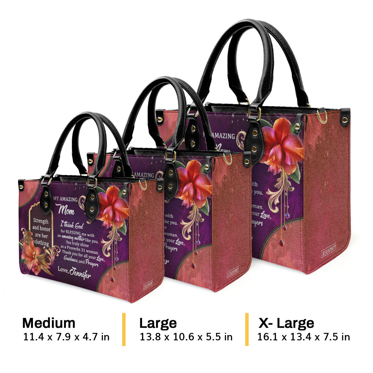 Faith-Inspired Gift for Mom - Personalized Leather Handbag GMJSLB200088
