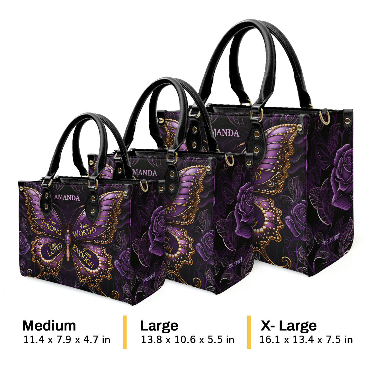 I Am Love - Personalized Leather Handbag - Christian Butterfly Design GMJSLB200010