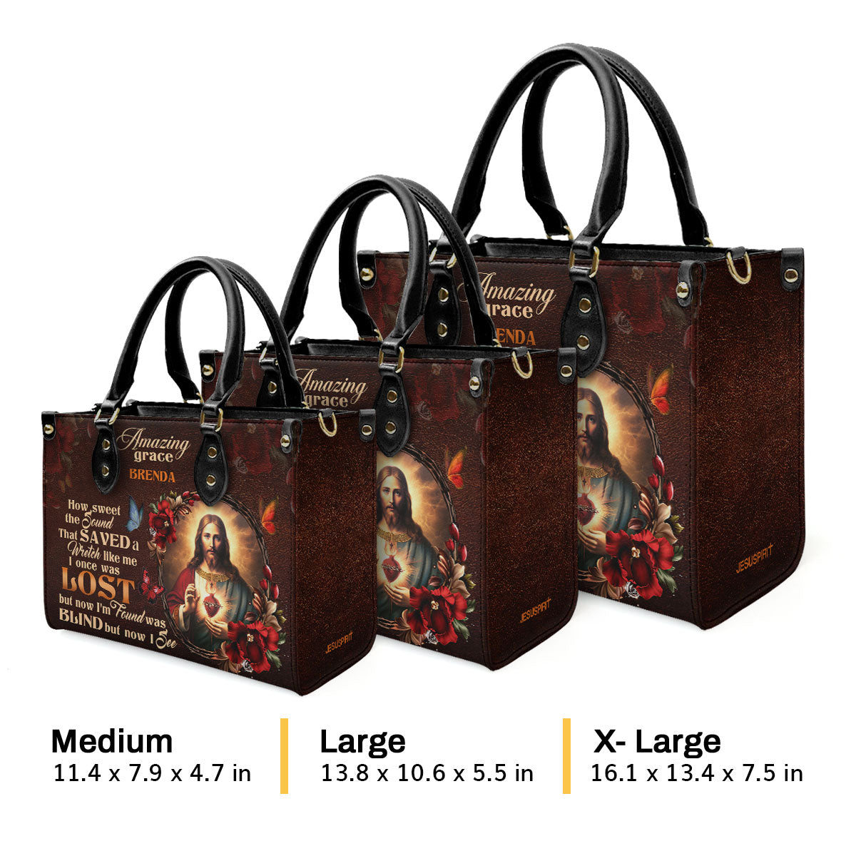 Jesus Amazing Grace - Leather Handbag - Personalized Christian Gift GMJSLB200023