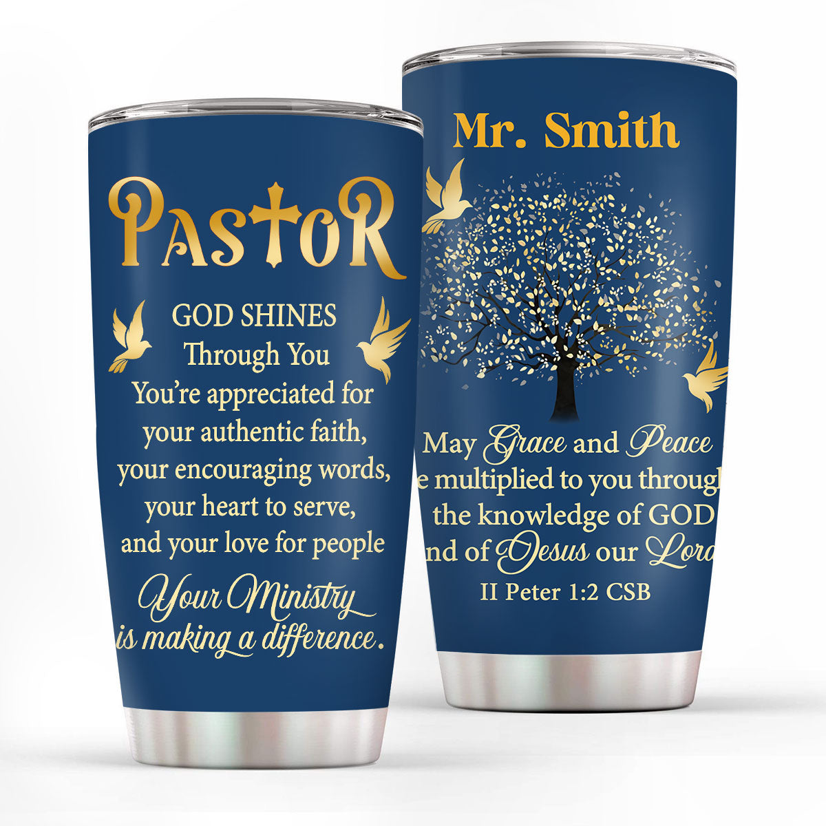 Grace And Peace - Christian Faith Tumbler - Personalized Stainless Steel