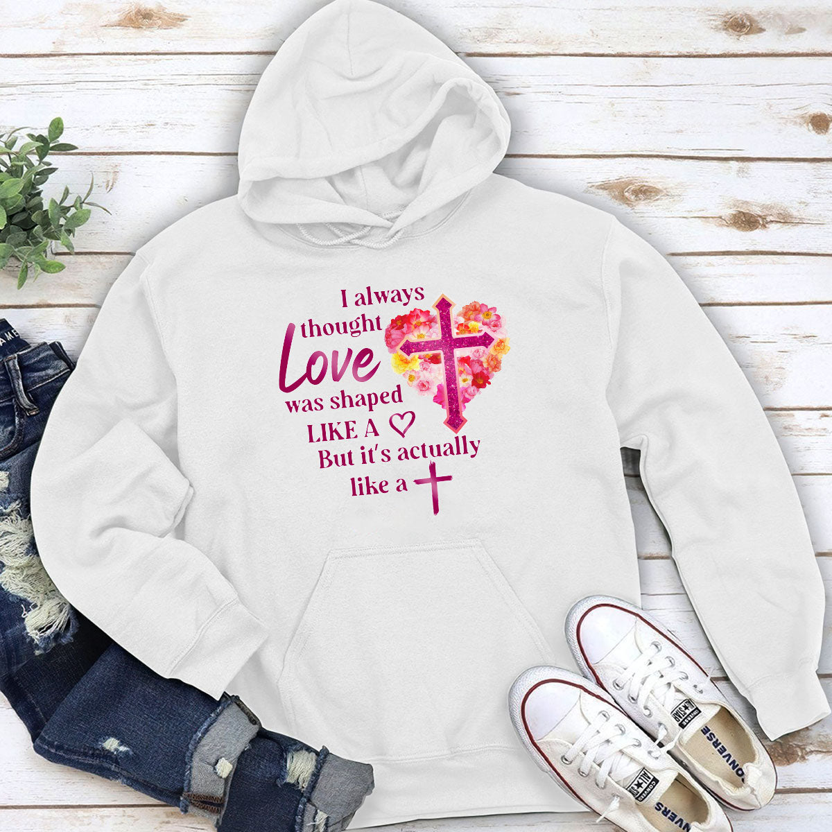 Love Is Like A Cross - Unisex Hoodie - Inspirational Christian Apparel