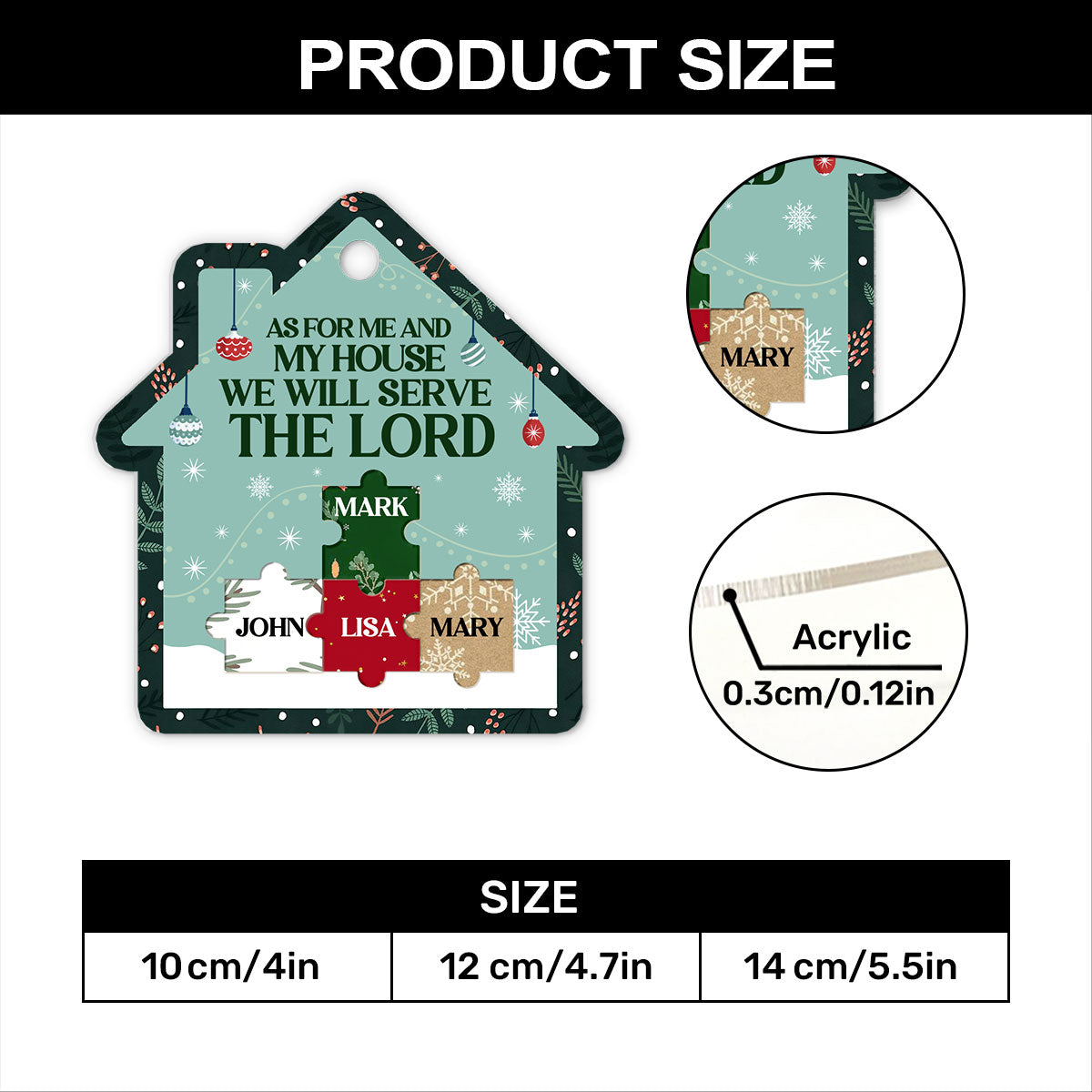 As For Me And My House - Personalized Christian Ornament GOJS10209