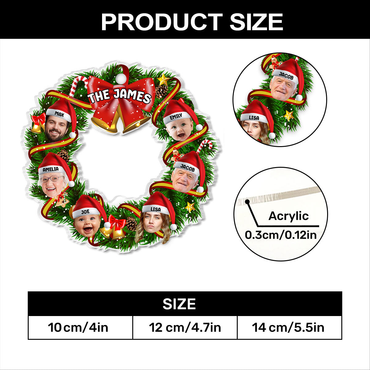 Christmas Wreath - Personalized Acrylic Ornament GOJS10265