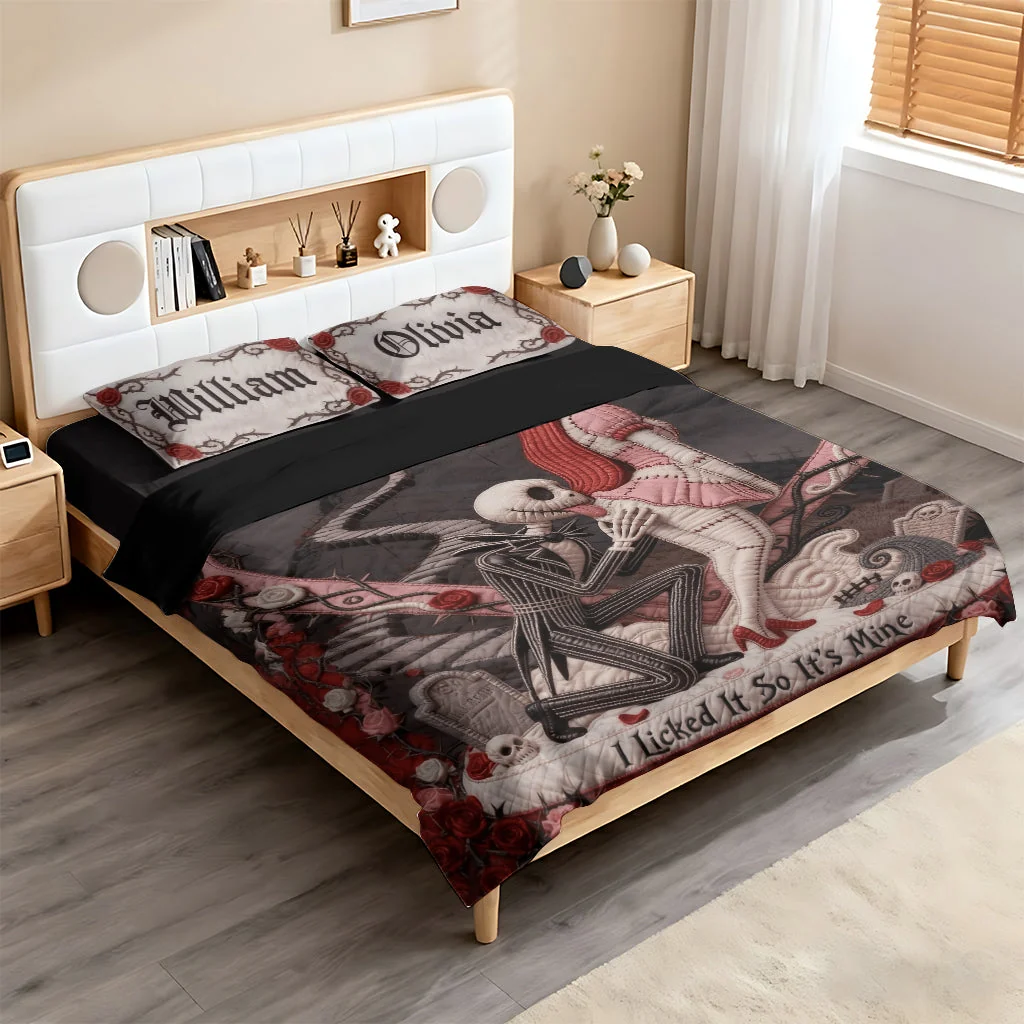 Gothic Skeleton Couple - Personalized Quilted Bedding Set VT100084