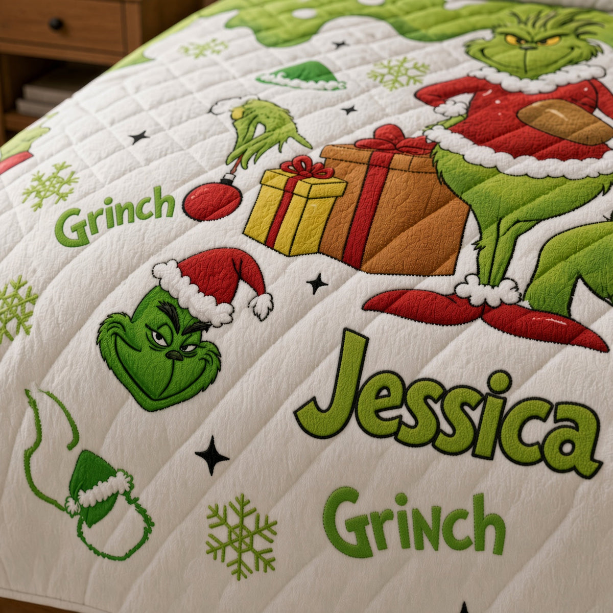 Green Monster Too Late To Be Good - Personalized Quilted Bedding Set TC100122