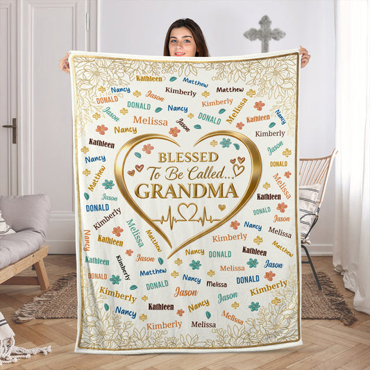 Blessed To Be Called Grandma - Personalized Fleece Blanket GBJS10009