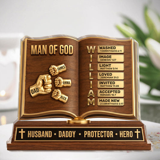Man Of God - Personalized Acrylic Plaque - Christian Home Decor GAPJS10043