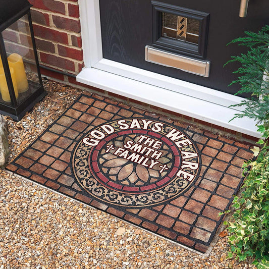 God Says We Are - Personalized Doormat - Christian Faith Home Decor GDMJS10141