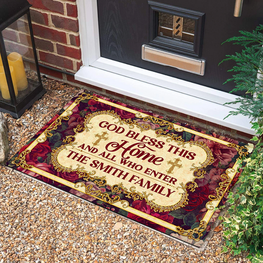 God Bless This Home - Personalized Doormat GDMJS10124