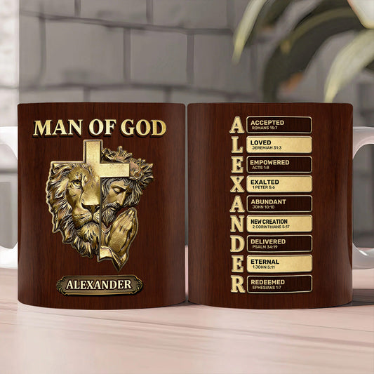 Man Of God - Personalized Ceramic Coffee Mug - Christian Faith Gift for Him GMGJS10034