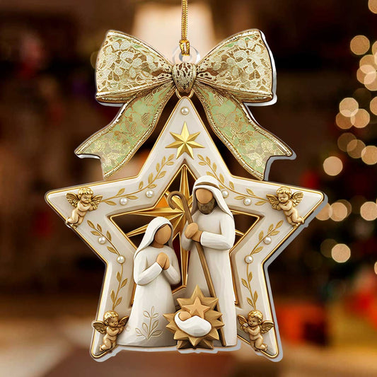 Faithful Home Decor - Christmas Holy Family Nativity - Acrylic Ornament GOJS10331
