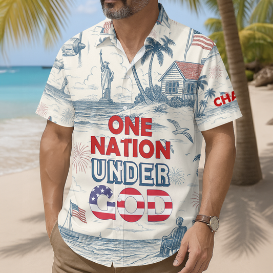 One Nation Under God - Personalized Hawaiian Shirt GSHJS10005