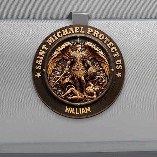 Saint Michael Protect Us - Personalized Car Visor Clip GOTPJS10326