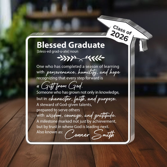 Faith-Inspired Graduation Keepsake - Personalized Acrylic Plaque GAPJS10096