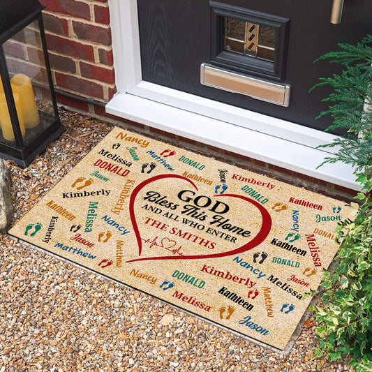 God Bless This Home - Personalized Doormat GDMJS10069