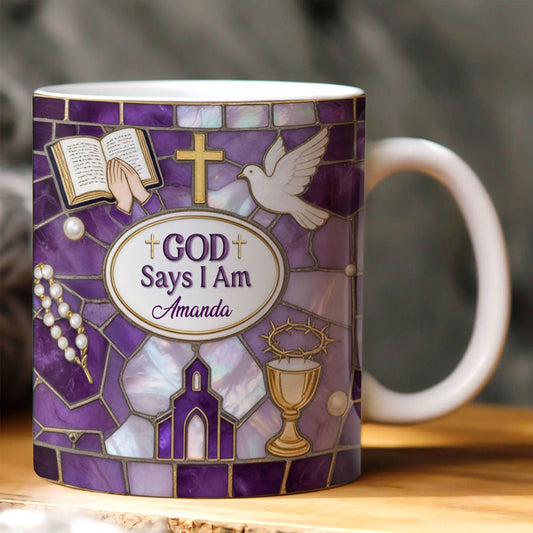 God Says I Am - Personalized Ceramic Coffee Mug GMGJS10081
