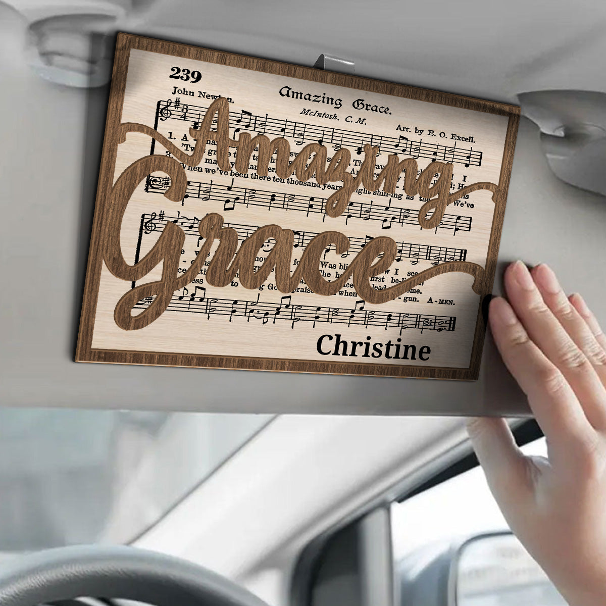 Amazing Grace - Personalized Car Visor Clip - Christian Faith Keepsake