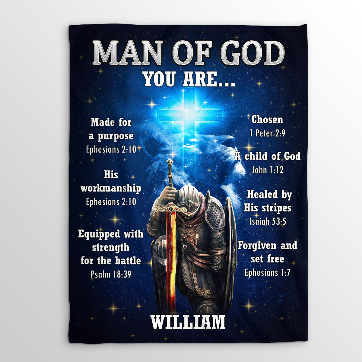 Man Of God - Gift for Dad - Personalized Fleece Blanket GBJS10021
