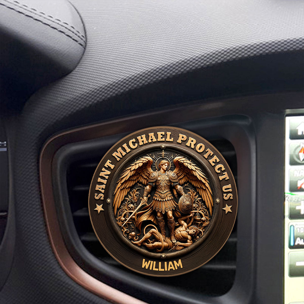 Saint Michael Protect Us - Personalized Car Visor Clip GOTPJS10326