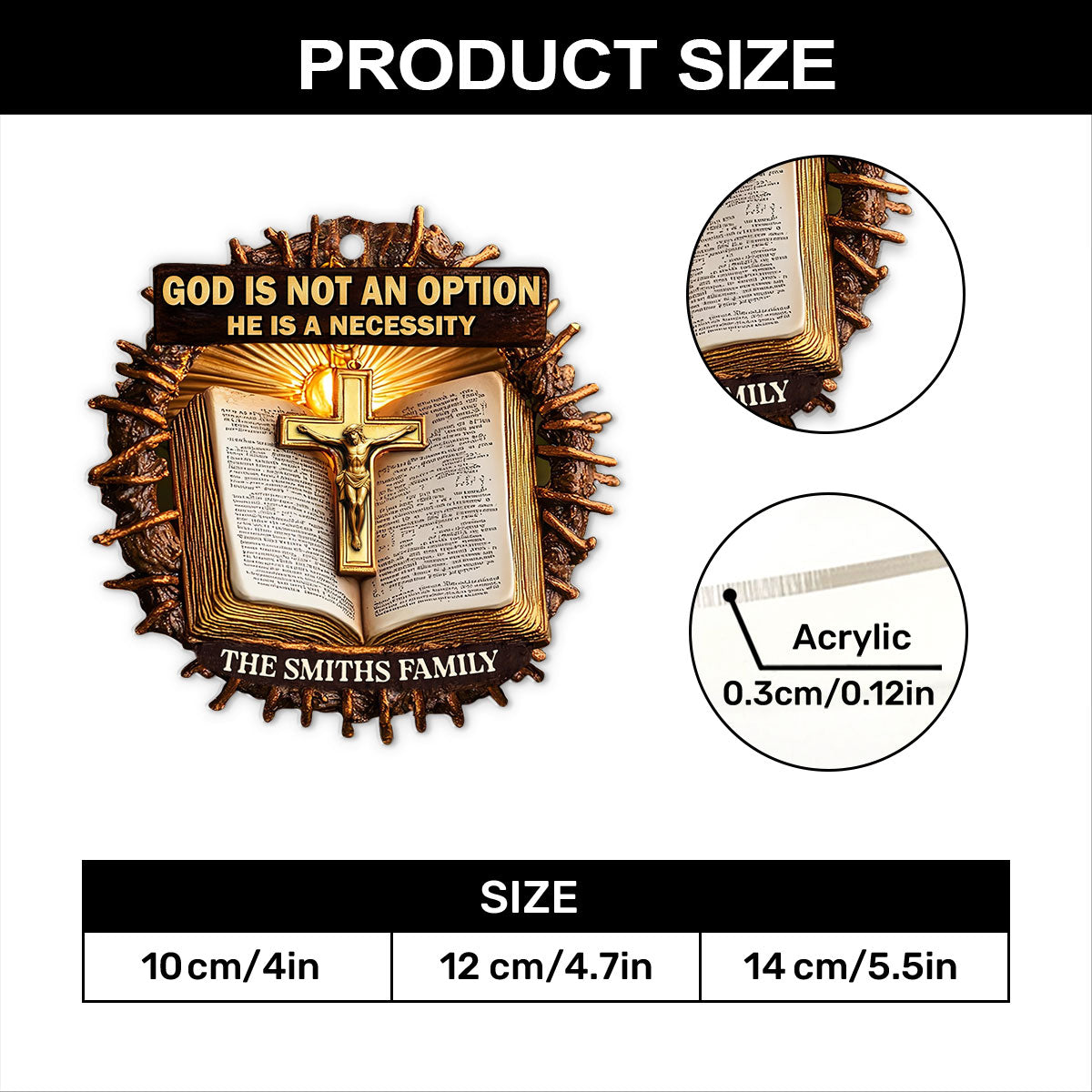 God Is Not An Option He Is A Necessity - Acrylic Ornament GOJS10110