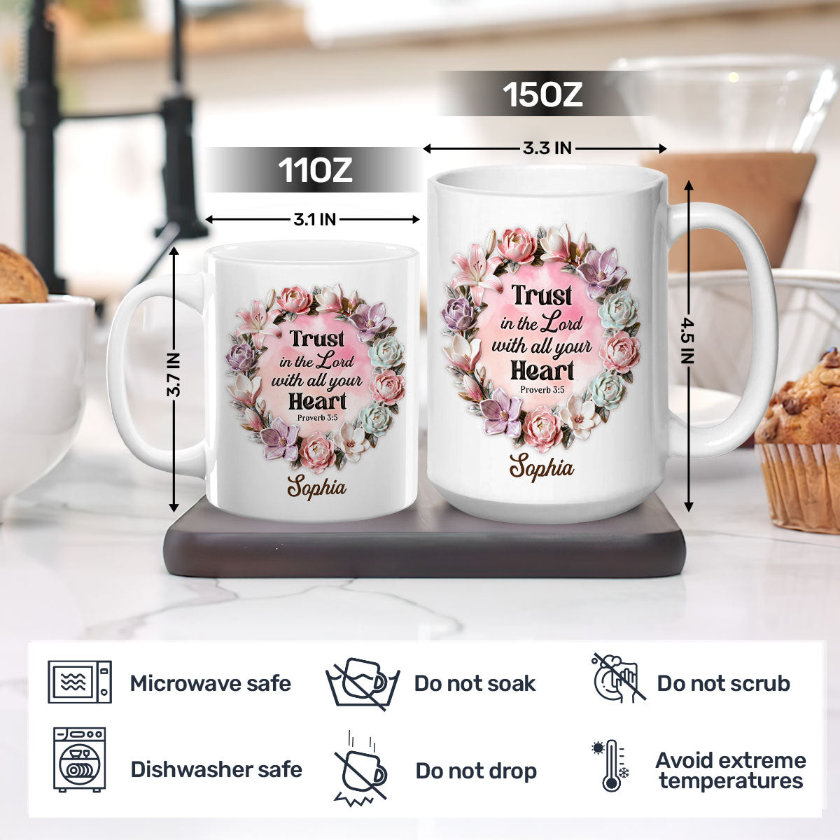 Trust In The Lord With All Your Heart - Personalized Ceramic Coffee Mug