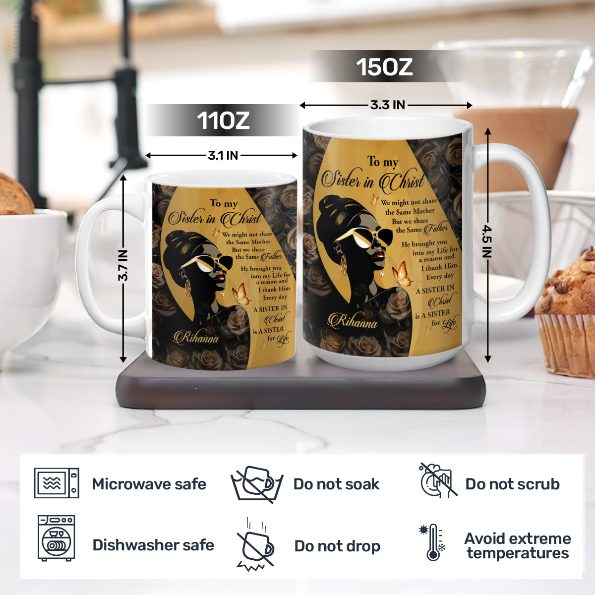 Faith-Inspired Gift for Sister - Personalized Ceramic Coffee Mug