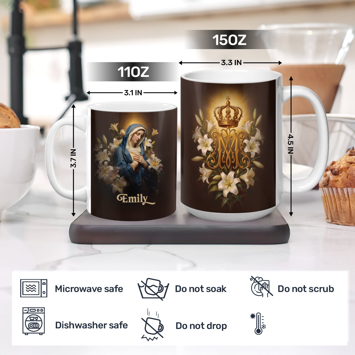 Mary’s Radiant Crown - Personalized Ceramic Coffee Mug