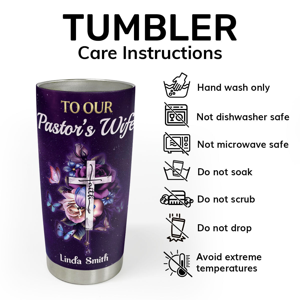 Faith-Inspired Stainless Steel Tumbler - Personalized Gift for Pastor's Wife