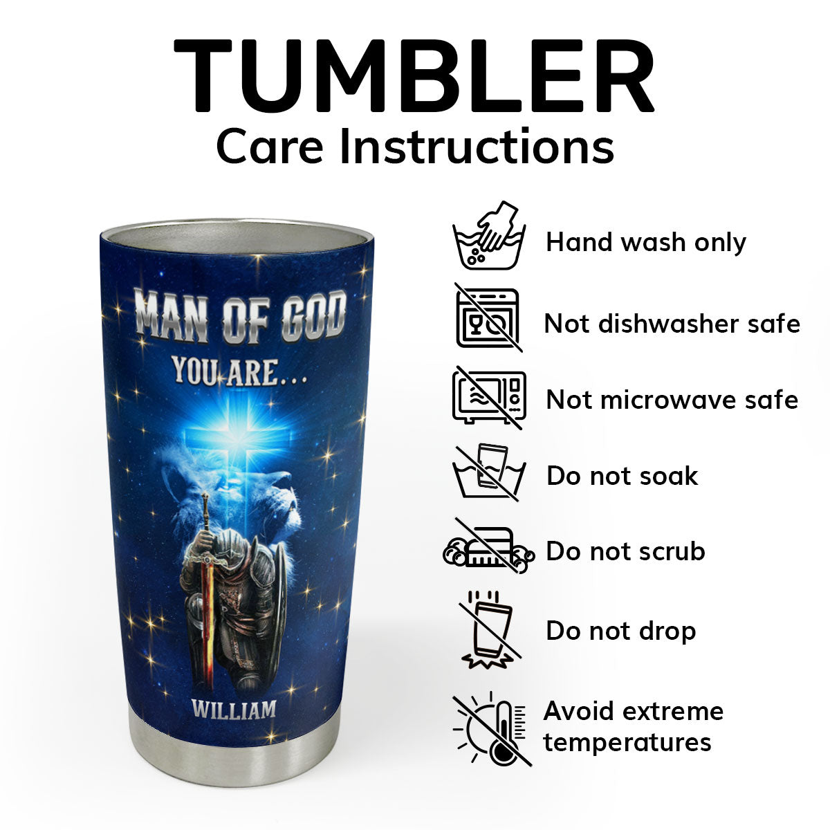 Faith-Inspired Man of God - Personalized Stainless Steel Tumbler