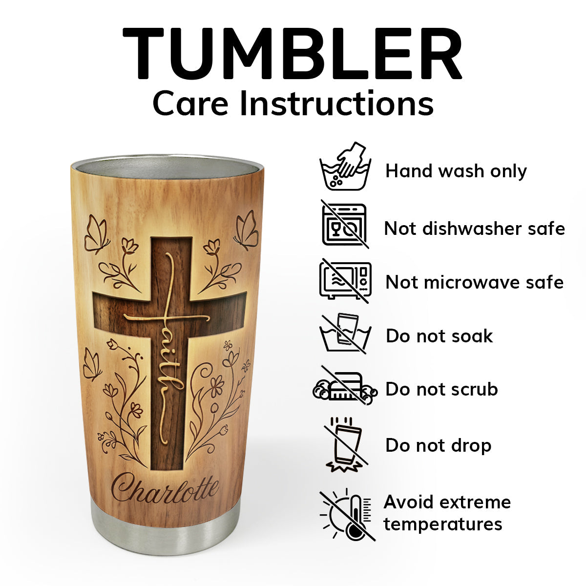 Faith-Inspired - Personalized Stainless Steel Tumbler